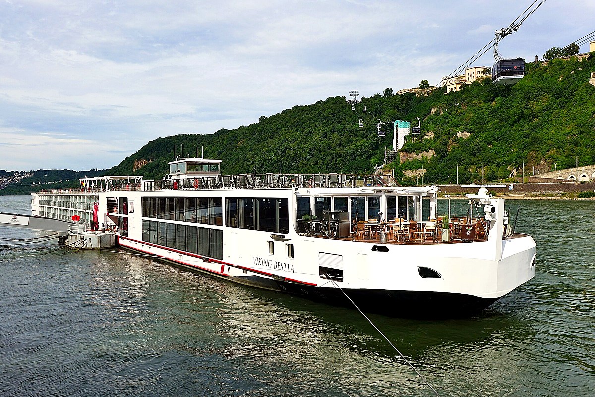 River cruise ship moored on the Rhine at Koblenz, Germany
